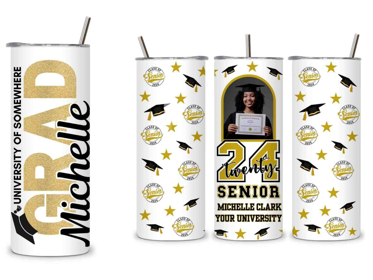 2024 Graduation Tumbler Designs – Canva Templates (Canva Pro Needed)