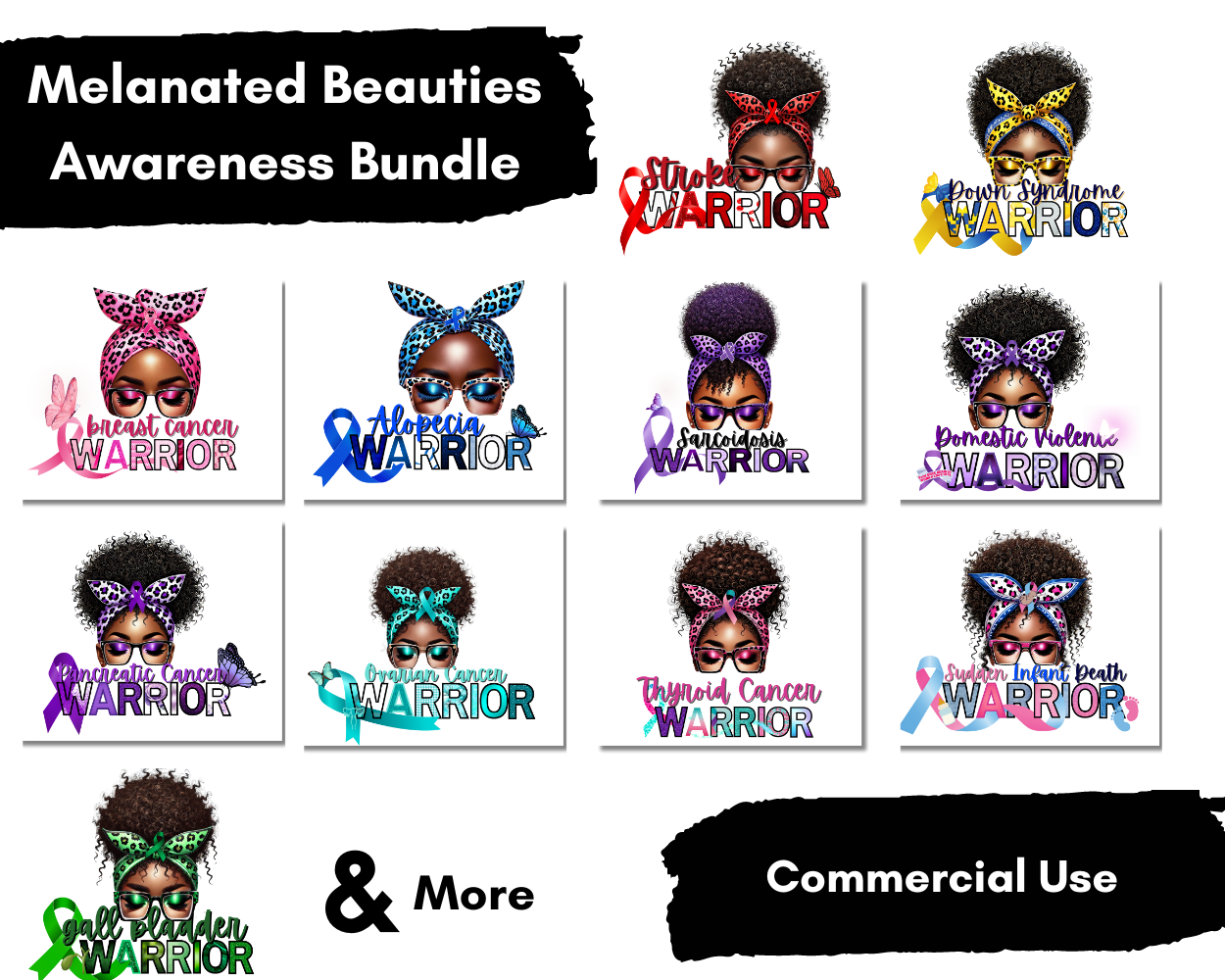 Melanated Beauties Awareness Bundle (PNG Files)
