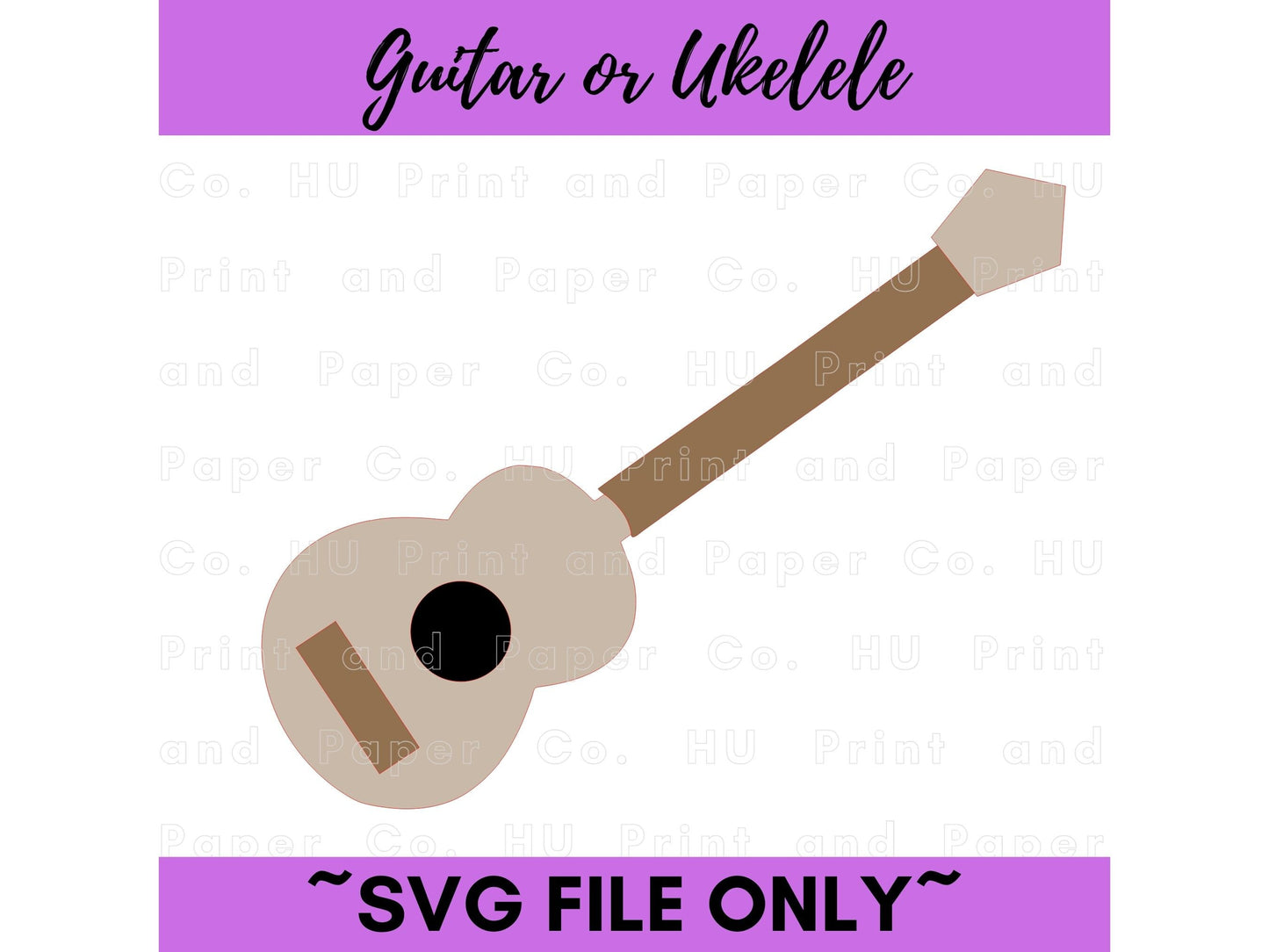 Guitar Ukulele SVG Cut File - For RA Door Tags & Crafting