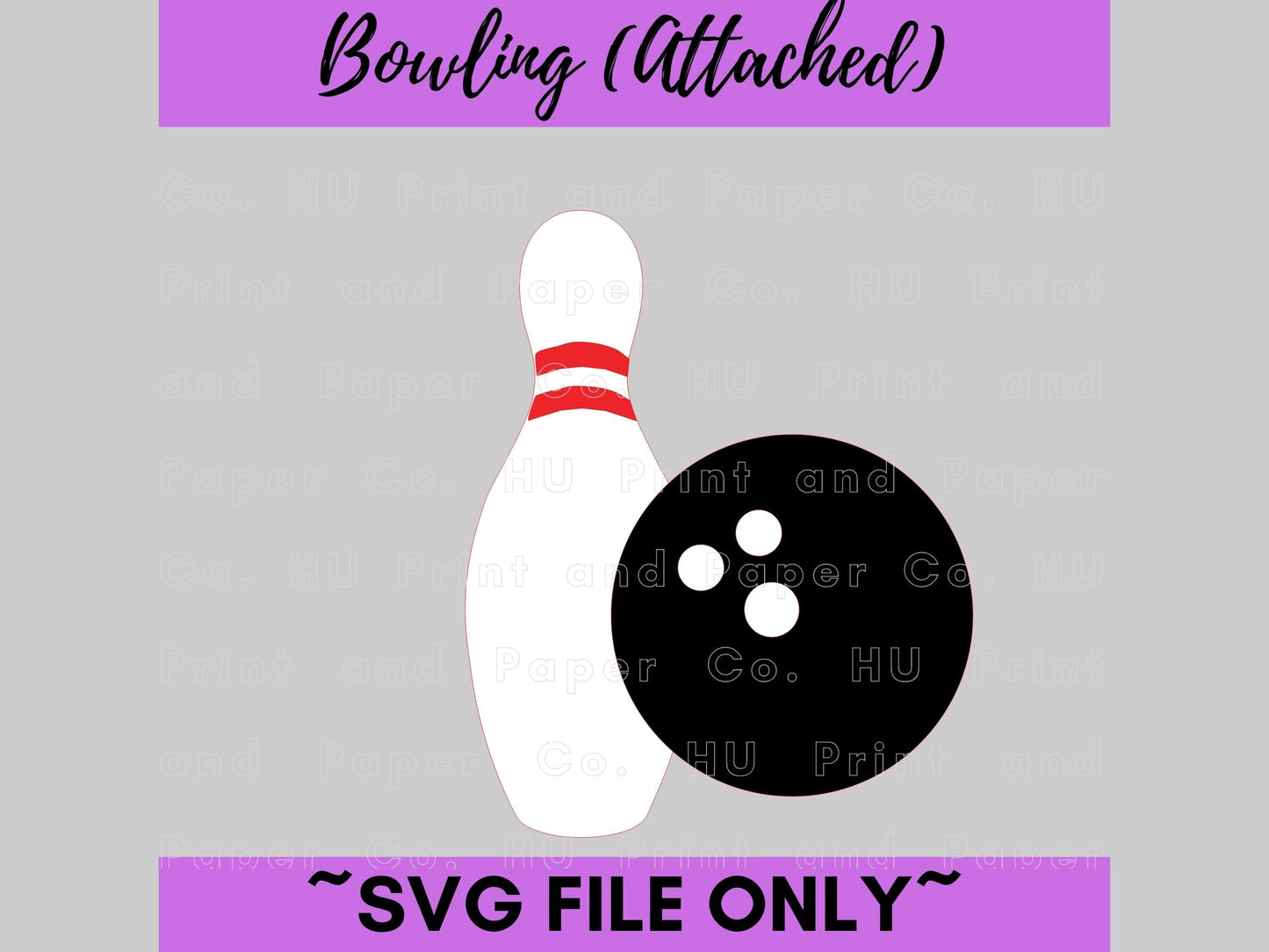 Bowling pin and ball attached SVG Cut File - For RA Door Tags & Crafting