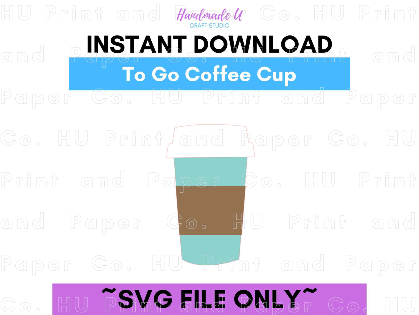 Coffee Cup To Go SVG Cut File - For RA Door Tags & Crafting