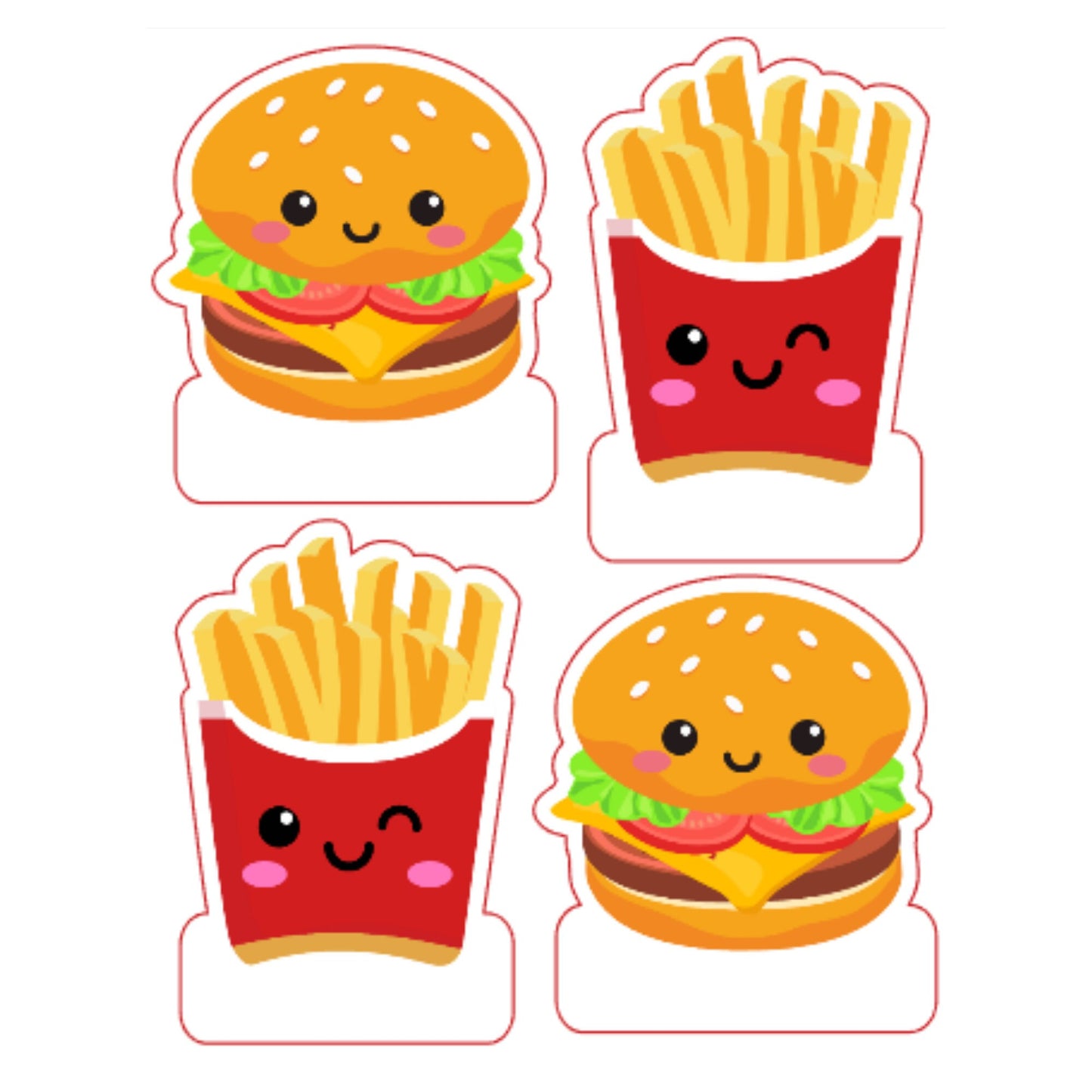 Fast Food Burger and Fries Name Tags – Instant PDF Download