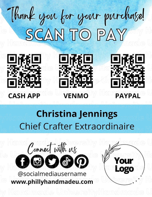 Blue Scan to Pay Sign – Canva Pro Template