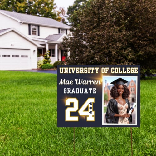 Graduation Yard Sign Canva Template "Blue Sparkle" | Commercial Use (Canva Pro Needed)