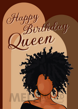 Load image into Gallery viewer, Happy Birthday Queen Luxury Notecard | Blank on the inside for a personalized message
