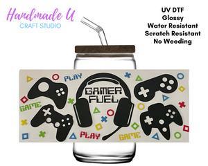 Gamer Fuel UV DTF 16 oz Glass Can Wrap