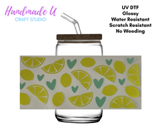 Load image into Gallery viewer, Lemons UV DTF 16 oz Glass Can Wrap
