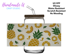 Load image into Gallery viewer, Pineapples UV DTF 16 oz Glass Can Wrap
