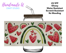 Load image into Gallery viewer, Watermelon Love 16 oz. UV DTF Glass Can Cup Wrap | Ready to Apply | No Heat Needed | Permanent Adhesive | Waterproof | DIY Supply | Colorful, Decorative, Pattern Sticker for DIY Water Bottle Decoration
