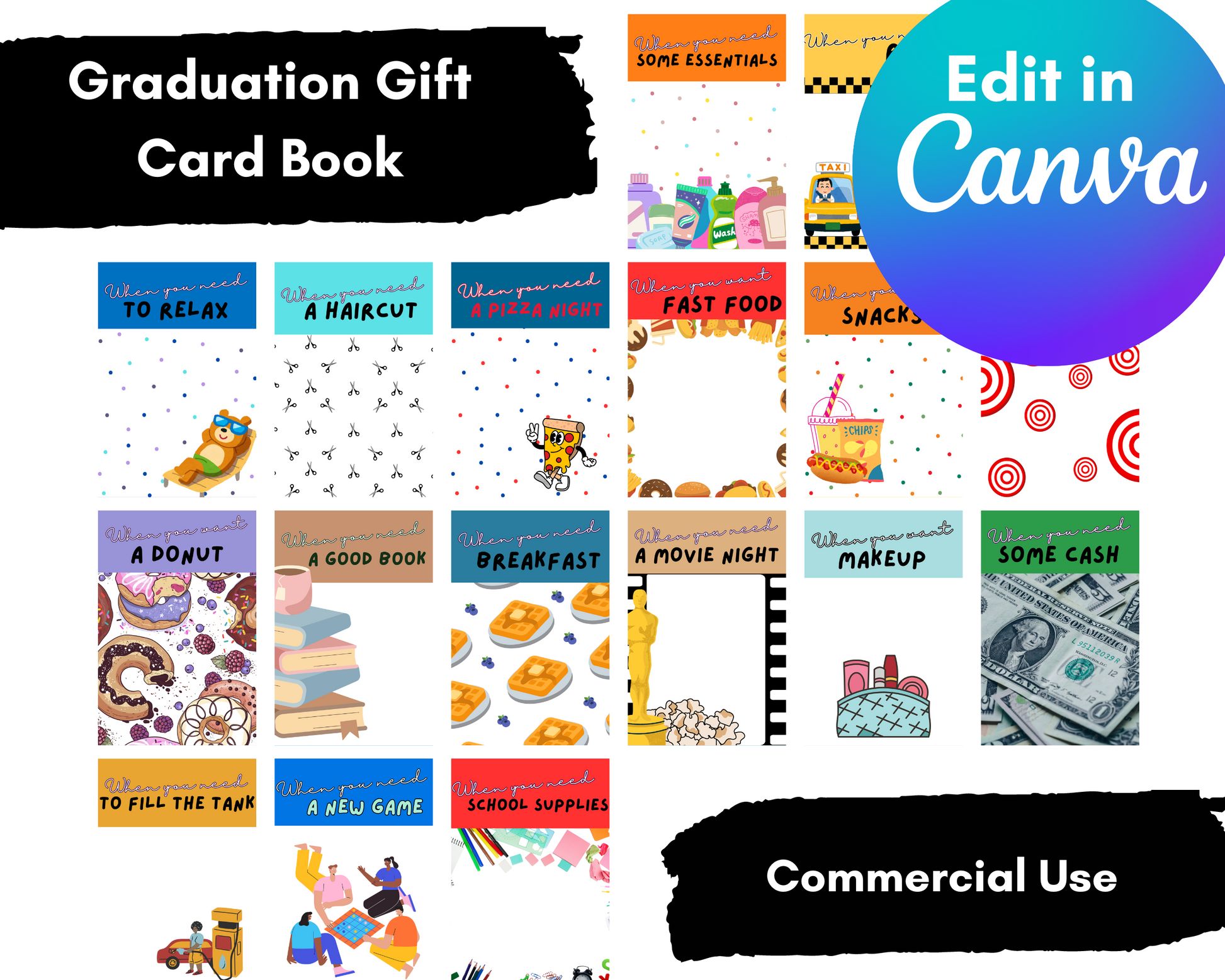 grad gift card book Graduation Gift Card Book – Customizable Canva Template – Handmade U