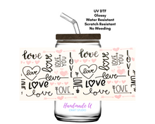 Load image into Gallery viewer, Love and Hearts 16 oz. UV DTF Glass Can Cup Wrap | Ready to Apply | No Heat Needed | Permanent Adhesive | Waterproof | DIY Supply | Colorful, Decorative, Pattern Sticker for DIY Water Bottle Decoration
