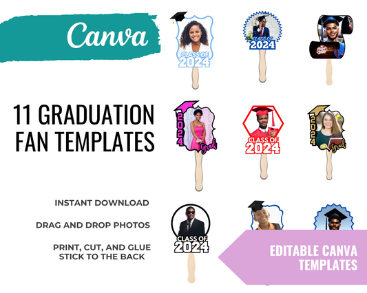 Graduation Fan Templates for Canva – 11 Designs(Canva Pro Needed)