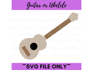 Guitar Ukulele SVG Cut File  -  For RA Door Tags & Crafting