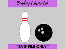Load image into Gallery viewer, Bowling Pin and Ball Bundle SVG Cut File  -  For RA Door Tags &amp; Crafting
