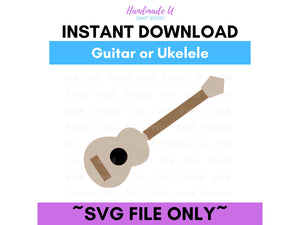 Guitar Ukulele SVG Cut File  -  For RA Door Tags & Crafting