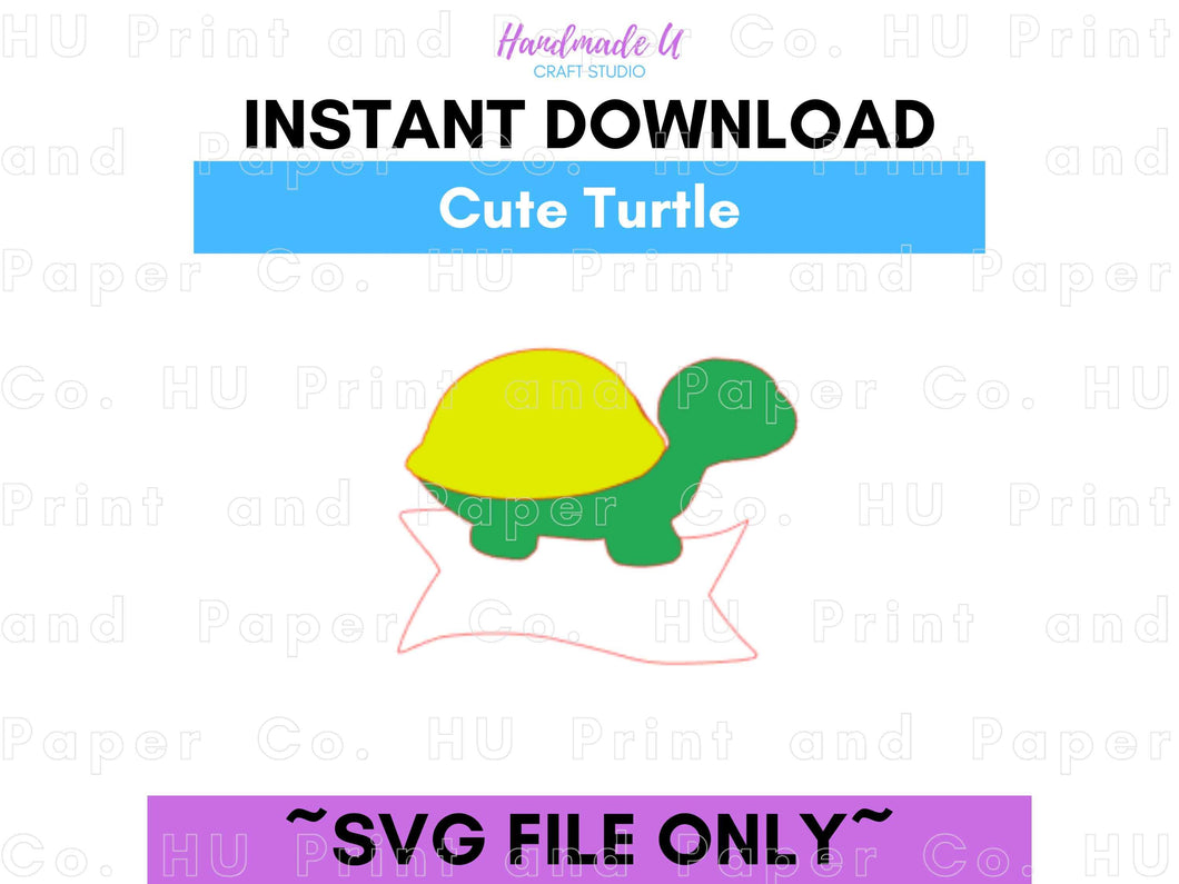 Cute Turtle with Shell SVG Cut File  -  For RA Door Tags & Crafting