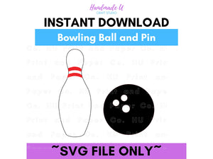 Bowling Pin and Ball Bundle SVG Cut File  -  For RA Door Tags & Crafting