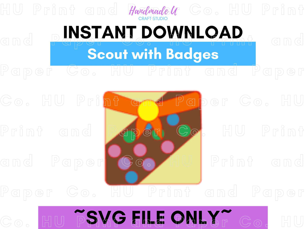 Scout with Badges SVG Cut File  -  For RA Door Tags & Crafting