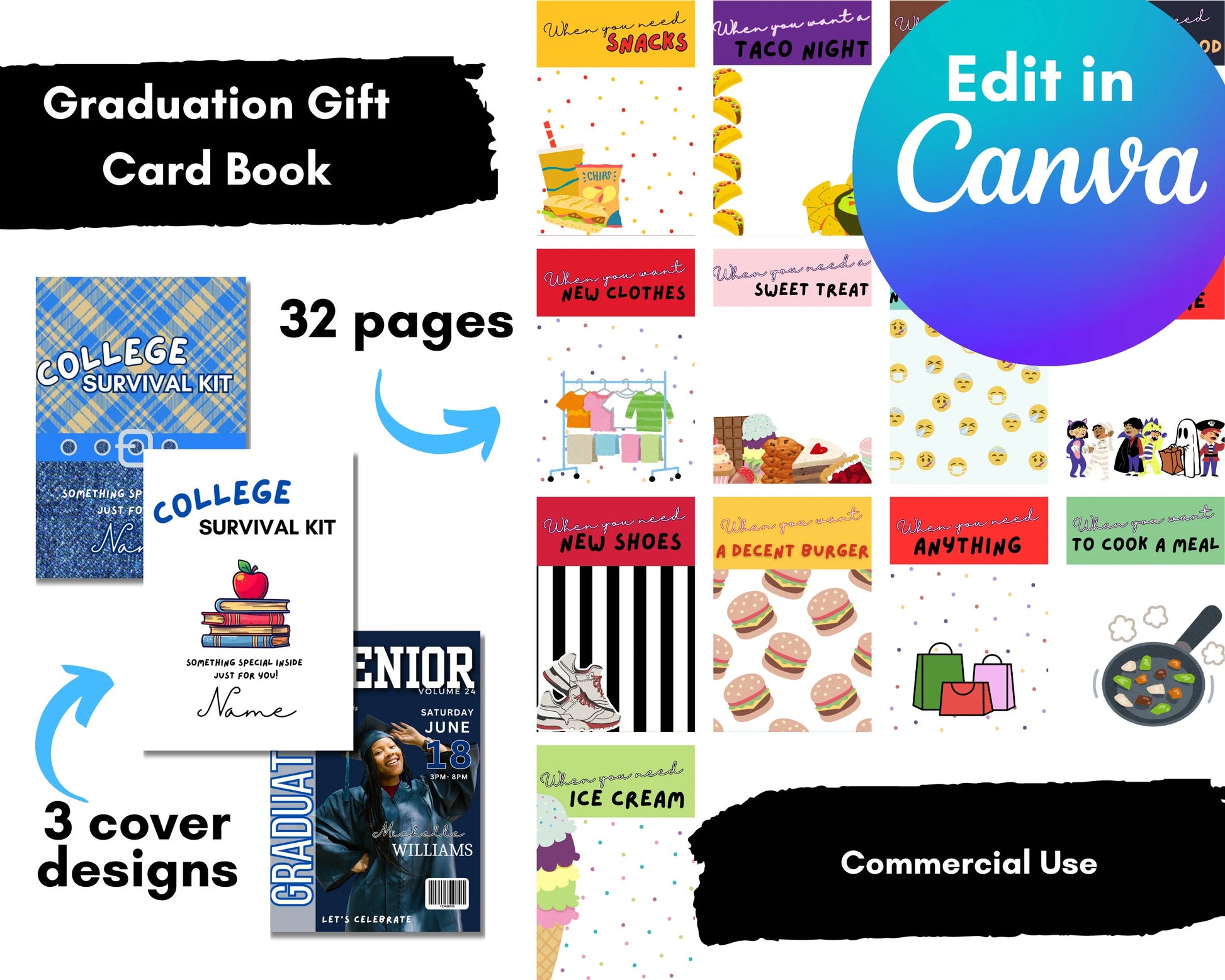 Graduation Gift Card Book Customizable Canva Template Handmade U Graduation Gift Card Book Customizable Canva Template Handmade U