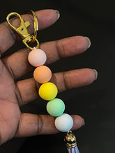Load image into Gallery viewer, Pastel Rainbow Beaded Keychain
