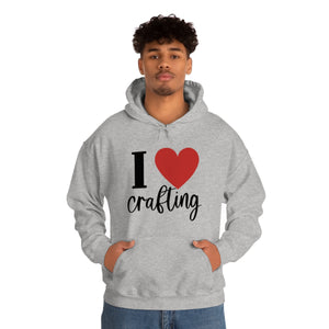 I love crafting - red heart - Heavy Blend Hooded Sweatshirt