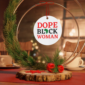 Dope Black Woman Christmas Ornament - African Print Double sided - Black Girl Gift - Melanin Girl Christmas - Melanated