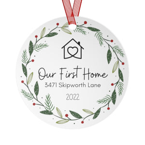 Our First Home Personalized Wreath Ornament - Christmas Decor -  First Christmas -  New Home Gift