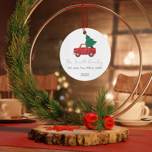 Personalized Family Red Truck Ornament - Custom Family Keepsake - Family Ornament