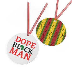 Dope Black Man Christmas Ornament  - African Print Double sided - Black King Gift -  Melanated