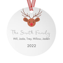 Load image into Gallery viewer, Personalized Family Reindeer Ornament - Christmas Ornament - Custom Family Keepsake - Family Ornament
