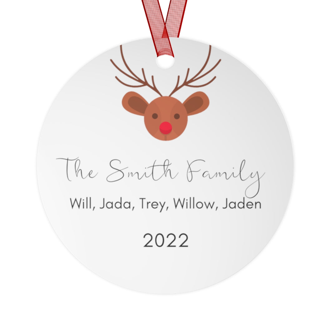 Personalized Family Reindeer Ornament - Christmas Ornament - Custom Family Keepsake - Family Ornament