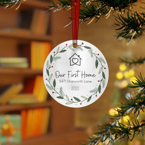Our First Home Personalized Wreath Ornament - Christmas Decor -  First Christmas -  New Home Gift
