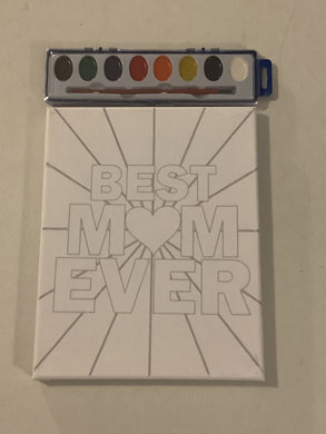 Best Mom Ever Preprinted Paint Canvas for Kids | Watercolor Paints | Arts and Crafts for Kids | Pre Drawn Canvas | Kids Paint Party