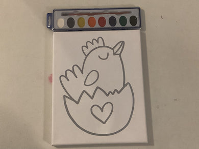 Easter Chick Preprinted Paint Canvas for Kids | Watercolor Paints | Arts and Crafts for Kids | Pre Drawn Canvas | Kids Paint Party