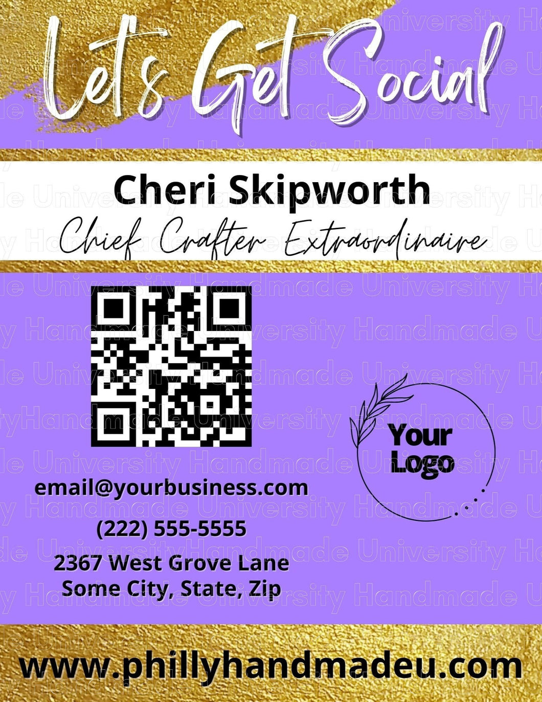 Purple Let's Get Social Sign – Canva Template