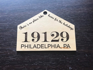 Custom Address Ornament | Personalized There is no place like home for the holidays ornament, Family Name Added