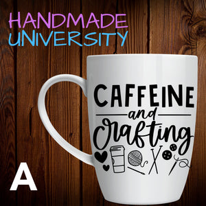 Caffeine and Crafting Mug for Crafters | Crafty Gifts  | Birthday Gift for Crafter | Crafty Pun Mugs