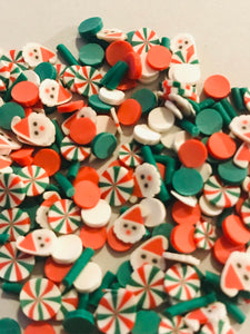 Christmas Santa | Peppermints and Sprinkles Polymer Clay Confetti Mix | Fake Sprinkles - 15 grams