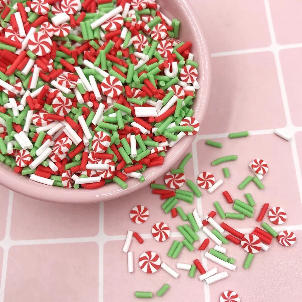 Christmas Peppermints and Sprinkles Polymer Clay Confetti Mix | Fake Sprinkles - 15 grams