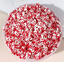Load image into Gallery viewer, Hearts Polymer Clay | Red and White Checker Confetti Mix | Fake Sprinkles - 15 grams
