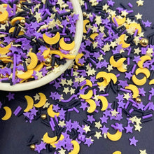 Load image into Gallery viewer, Moon and Stars Halloween Clay Sprinkles Confetti Mix | Pearls |  Fake Sprinkles - 15 grams
