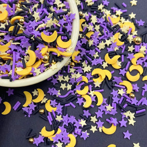 Moon and Stars Halloween Clay Sprinkles Confetti Mix | Pearls |  Fake Sprinkles - 15 grams