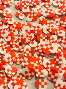 Hearts Polymer Clay | Red and White Checker Confetti Mix | Fake Sprinkles - 15 grams