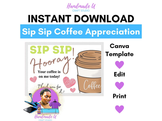 Sip Sip Hooray Postcard – Printable Canva Template (Canva Pro Needed)