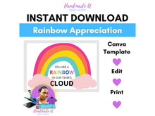 Load image into Gallery viewer, Rainbow in Our Teams Cloud Postcard – Canva Template
