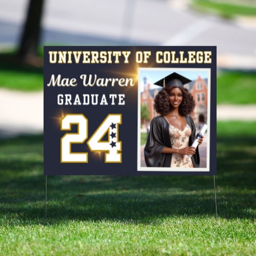 Graduation Yard Sign Canva Template "Blue Sparkle" | Commercial Use (Canva Pro Needed)