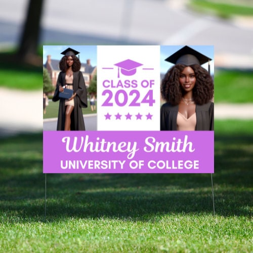 Graduation Yard Sign Canva Template "2 Photo Solid Text" | Commercial Use (Canva Pro Needed)