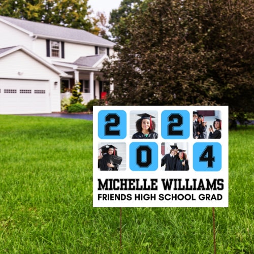 Graduation Yard Sign Canva Template "Photo Blocks" | Commercial Use (Canva Pro Needed)